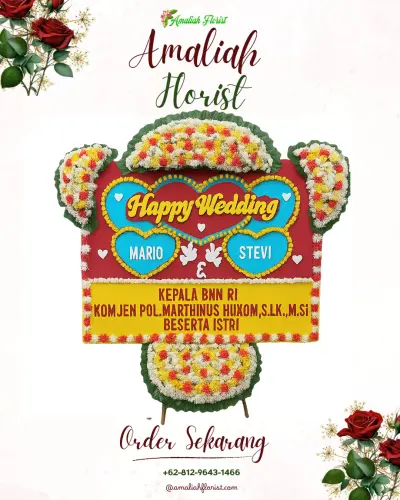 Karangan Papan Bunga Pernikahan di Cemagi